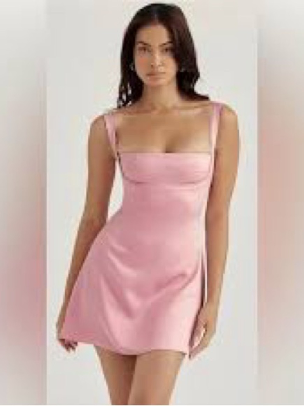 House of CB Kara Pink Quartz Mini Dress Size M Satin Corset Fit Flare